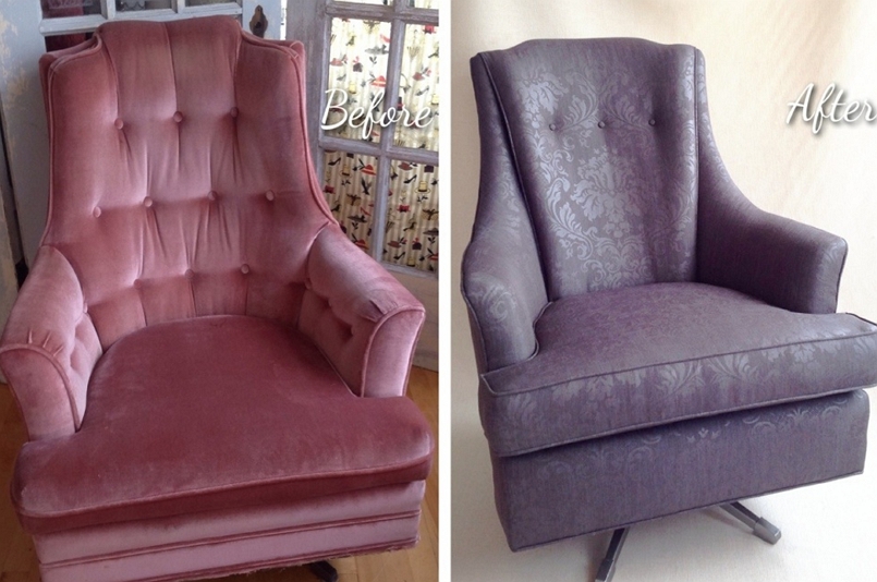 how to remove a swivel base from an old upholstered chair