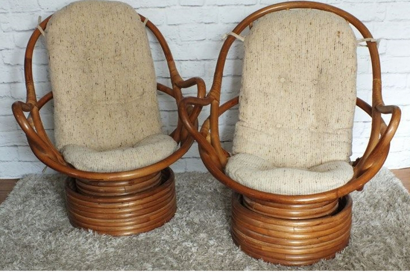 swivel bamboo barrel chair