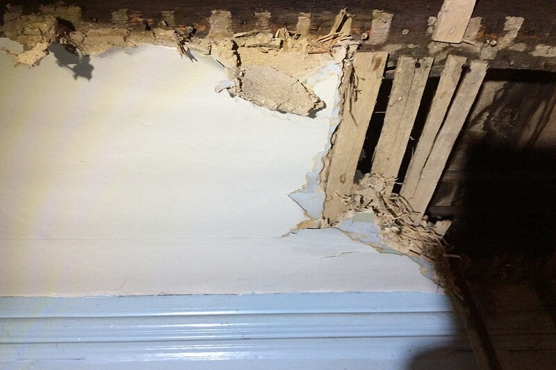 how to repair water damaged lath ceiling